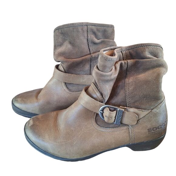 Bogs Slouchy Leather PullOn Ankle Booties Waterproof Cassie Low Brown Buckle 6.5 - Picture 2 of 13